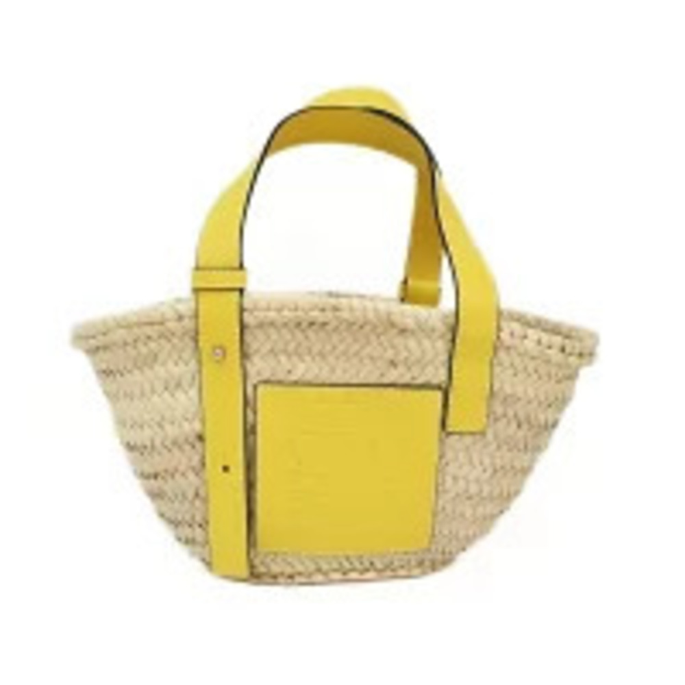Loewe Basket Bag Raffia Leather Yellow Handbag